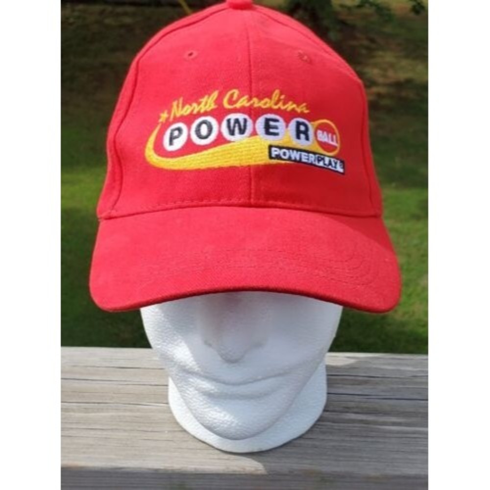 North Carolina Hat Powerball Lottery Cap Red 100% Cotton Adjustable Baseball